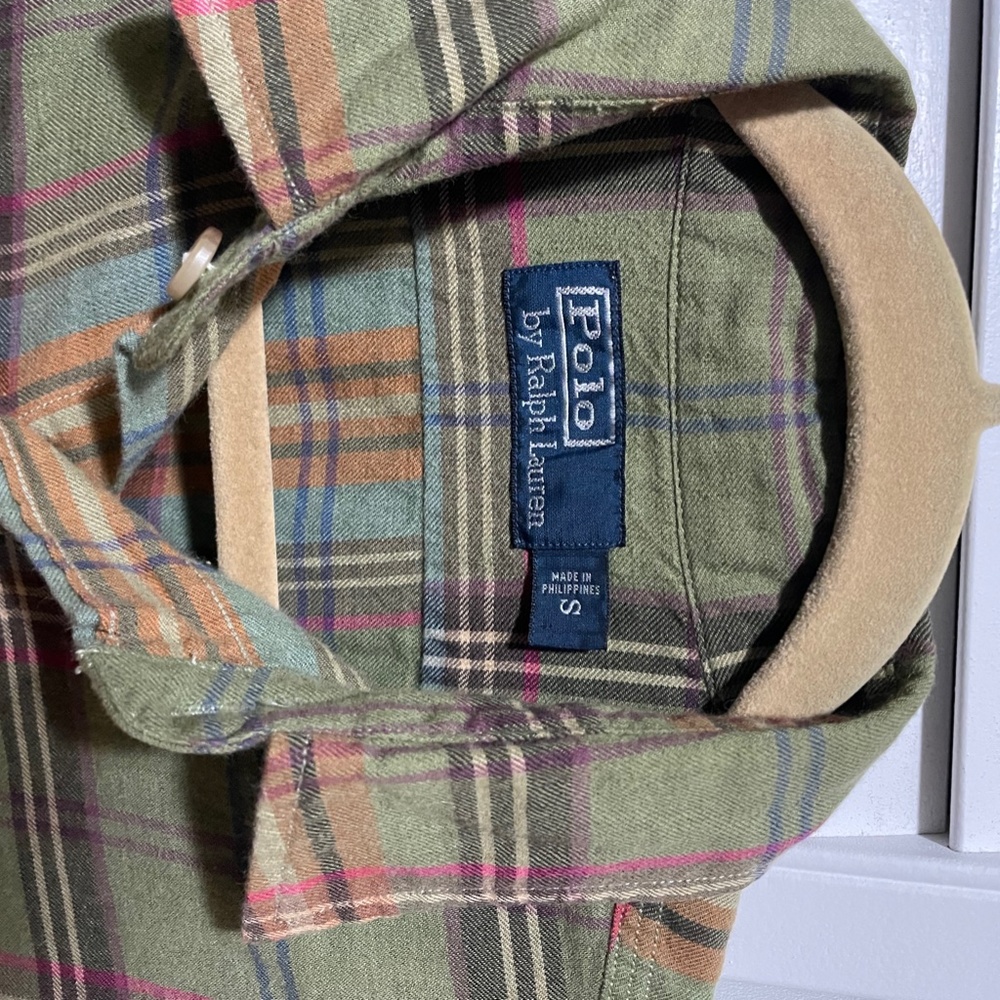 Rare Polo Ralph Lauren Cotton Wool Plaid Flannel Shirt with Suede Elbow Patches - Picture 5 of 9